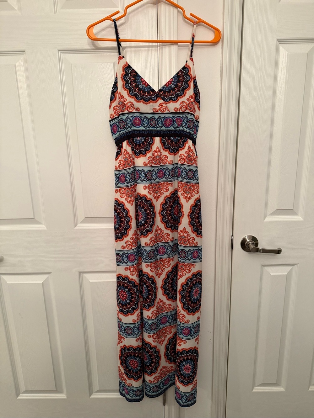 Umgee Coral & Navy Boho Medallion Maxi Dress